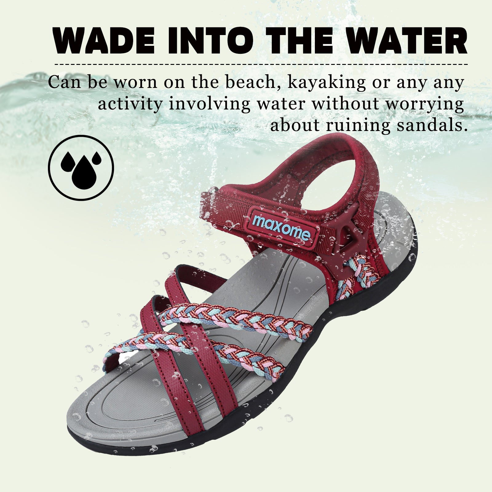 Maxome Women's Summer Walking Sandals Comfortable Sports Sandals Casual Hook Loop Strap Beach Sandals