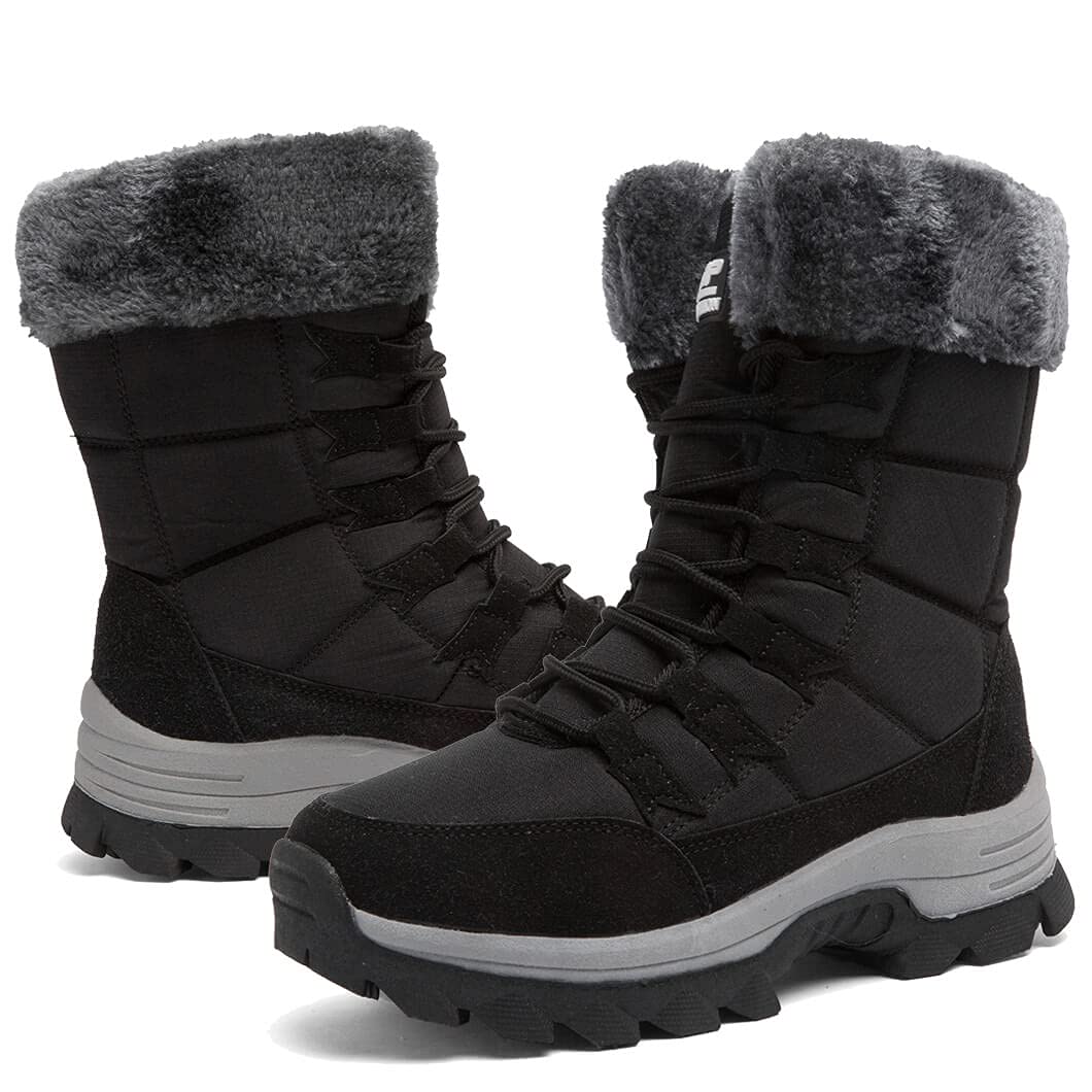 Maxome Womens Winter Snow Boots Fur Lined Waterproof Ladies Walking Boots Womens Outdoor Mid Calf Lightweight Anti-Slip Warm Shoes Girls