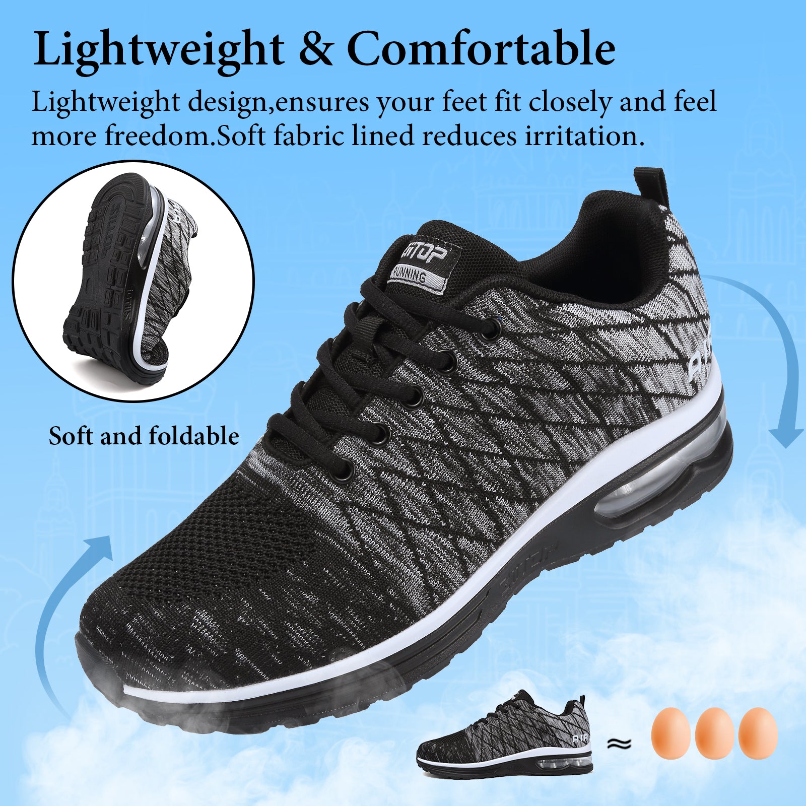 Running Shoes for Men Lightweight Tennis Shoes Athletic Air Cushion Walking Shoes Non Slip Breathable Fashion Sneakers Comfortable Mesh Sport Shoes Mens Workout Casual Gym Jogging Shoes