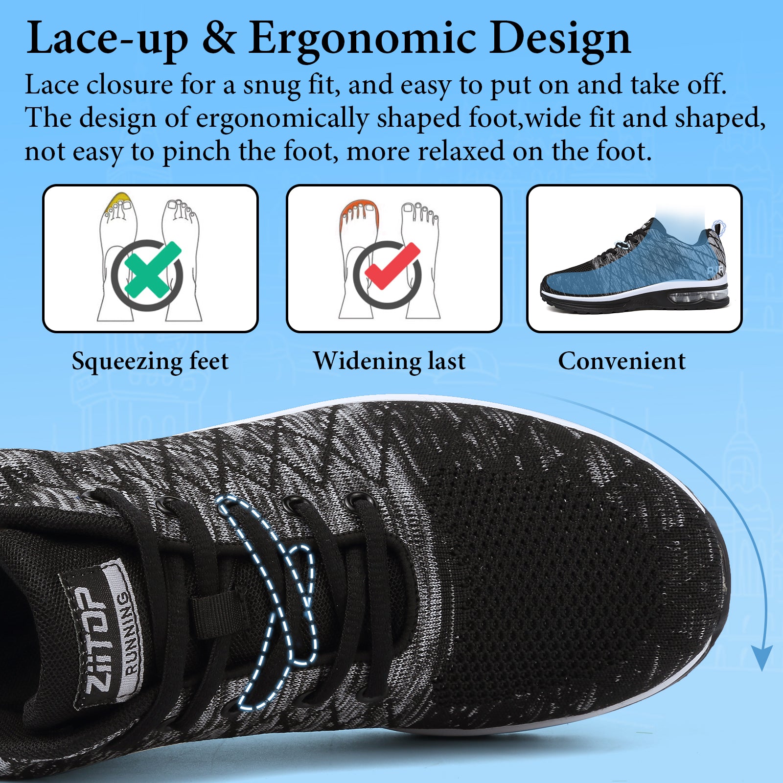 Running Shoes for Men Lightweight Tennis Shoes Athletic Air Cushion Walking Shoes Non Slip Breathable Fashion Sneakers Comfortable Mesh Sport Shoes Mens Workout Casual Gym Jogging Shoes