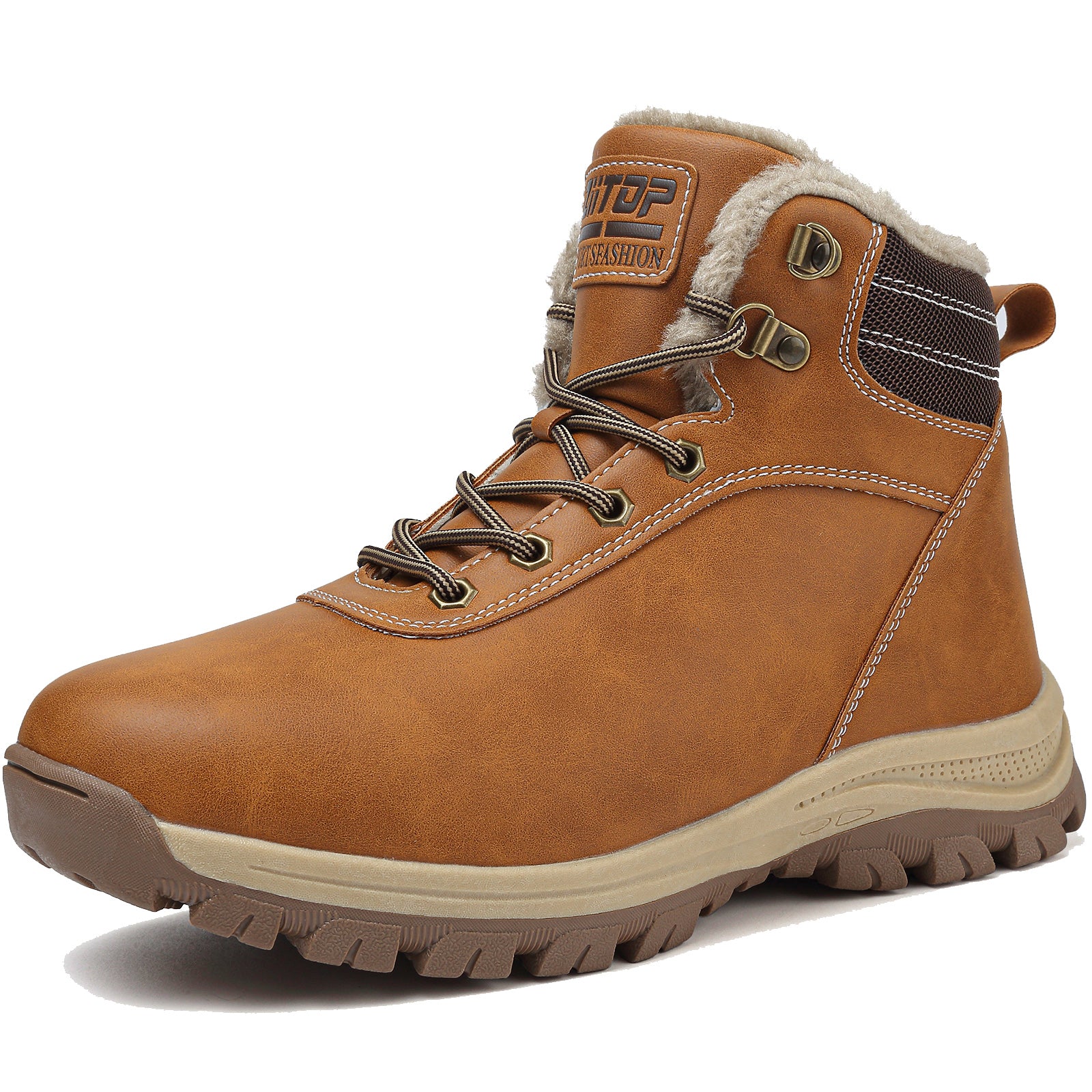 ziitop Winter Snow Boots Mens Walking Boots Waterproof Hiking Boots Warm Ankle Boots Mid Lace-up Non-Slip Outdoor Trekking Shoes