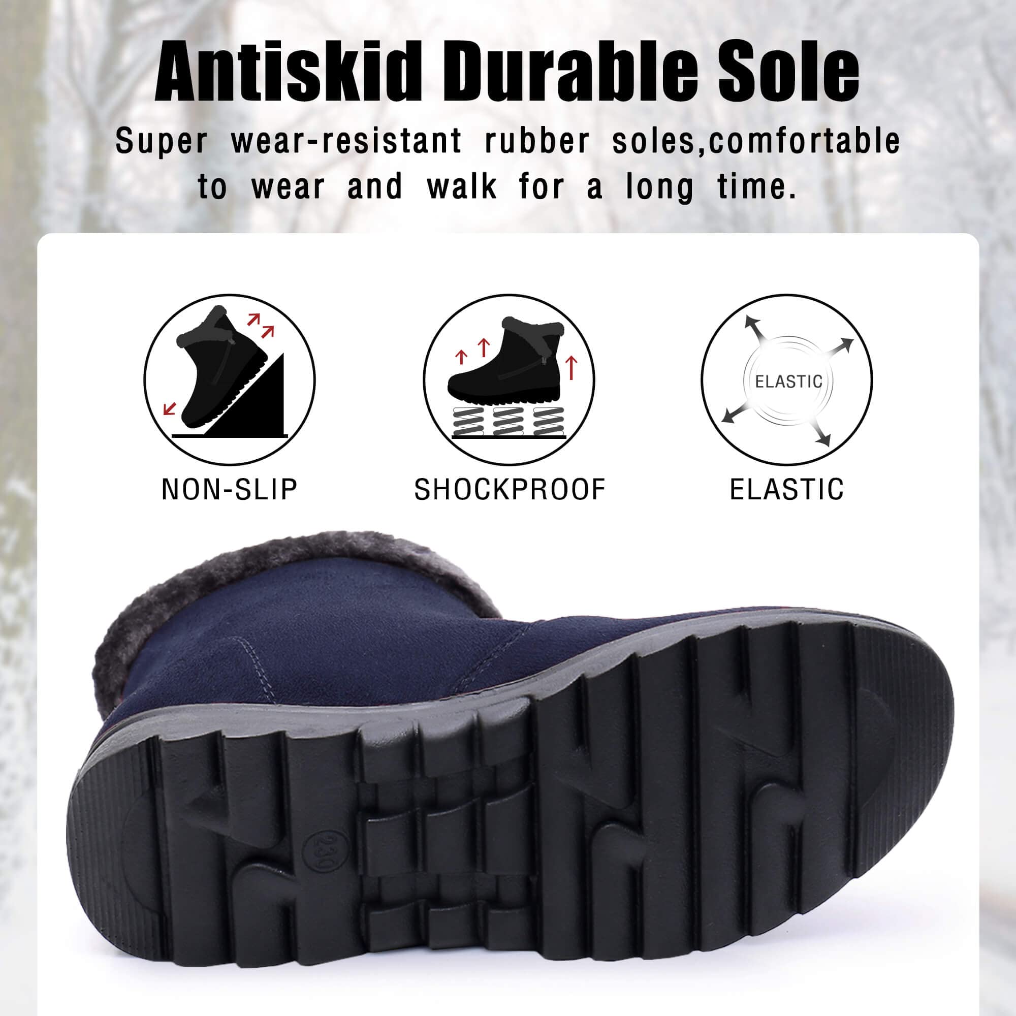 Maxome Snow Boots Womens Winter Boots Fur Lined Women Walking Boots Lightweight Anti-Slip Ankle Boots Side Zipper Outdoor for Ladies Girls Warm Booties