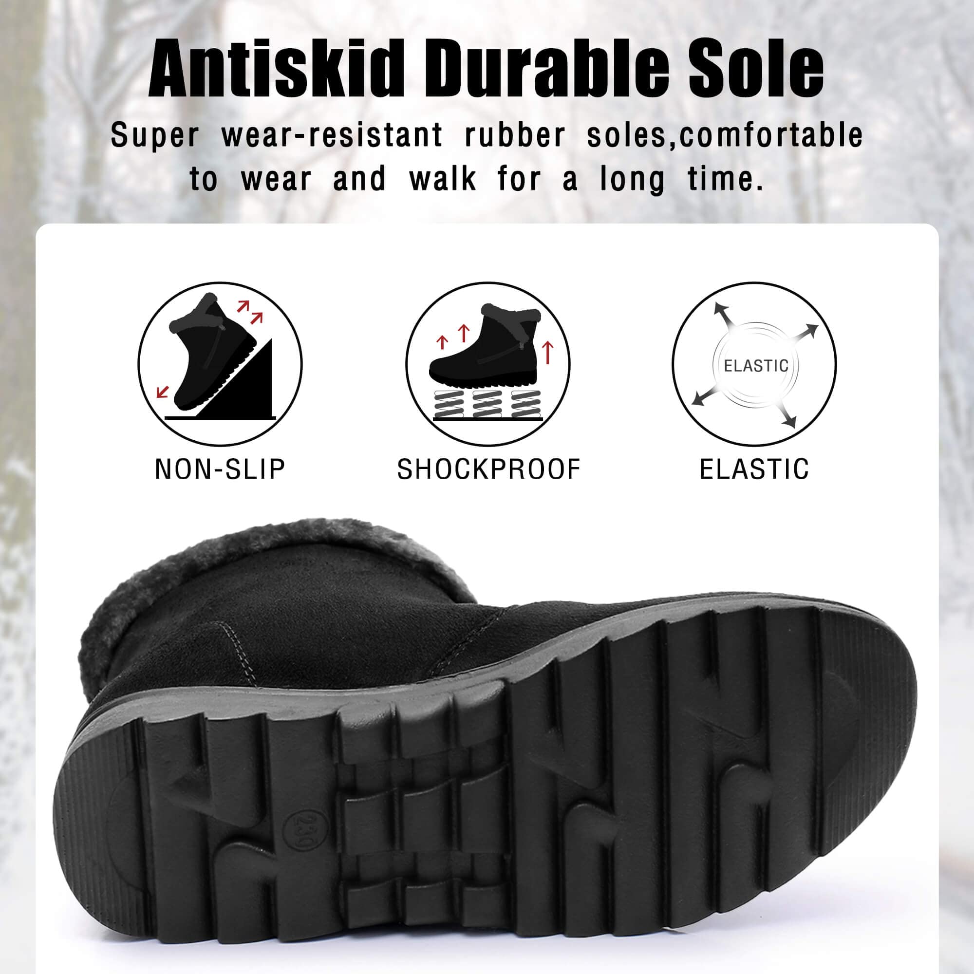 Maxome Snow Boots Womens Winter Boots Fur Lined Women Walking Boots Lightweight Anti-Slip Ankle Boots Side Zipper Outdoor for Ladies Girls Warm Booties