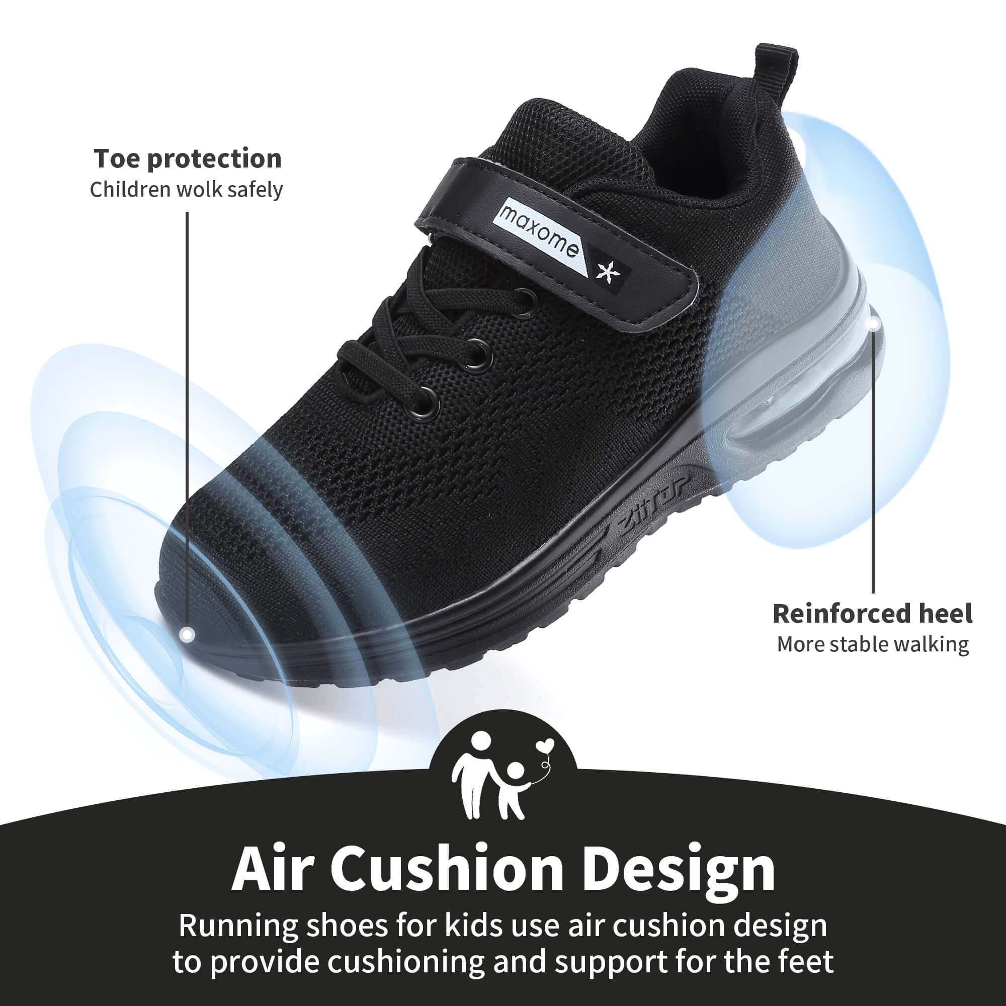 GoodValue Kids Running Shoes Boys Girls Tennis Shoes Air Cushion Sports Shoes Lightweight Breathable Fashion Sneakers Athletic Walking Shoes For Children Casual Gym Jogging Shoes Toddler/Little/Big Kid