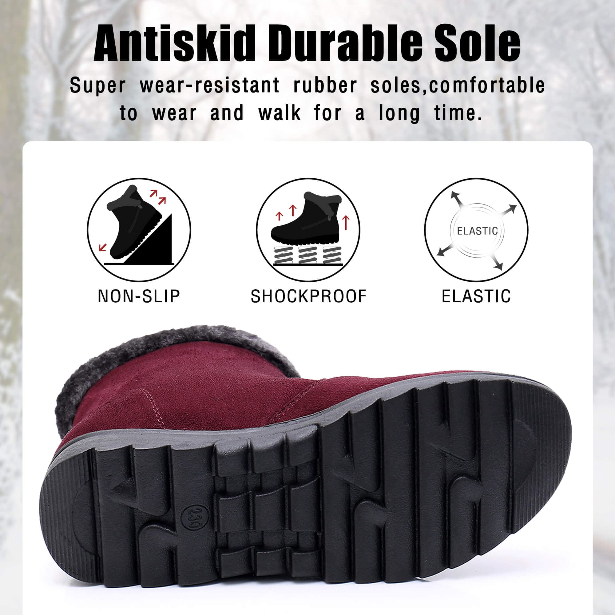 Maxome Snow Boots Womens Winter Boots Fur Lined Women Walking Boots Lightweight Anti-Slip Ankle Boots Side Zipper Outdoor for Ladies Girls Warm Booties