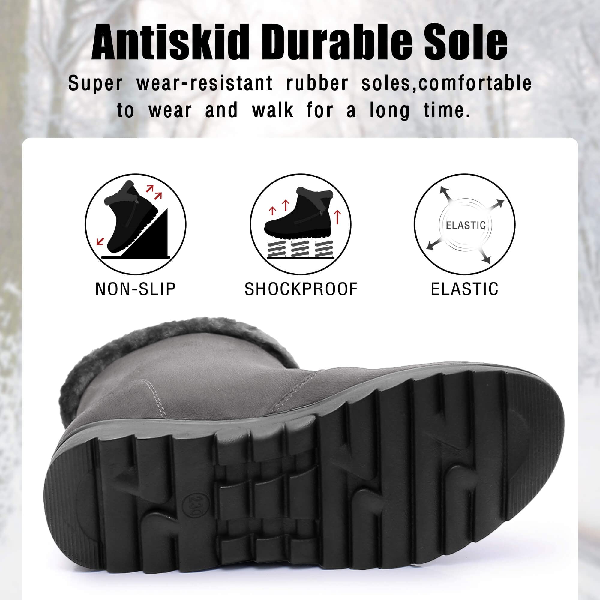 Maxome Snow Boots Womens Winter Boots Fur Lined Women Walking Boots Lightweight Anti-Slip Ankle Boots Side Zipper Outdoor for Ladies Girls Warm Booties