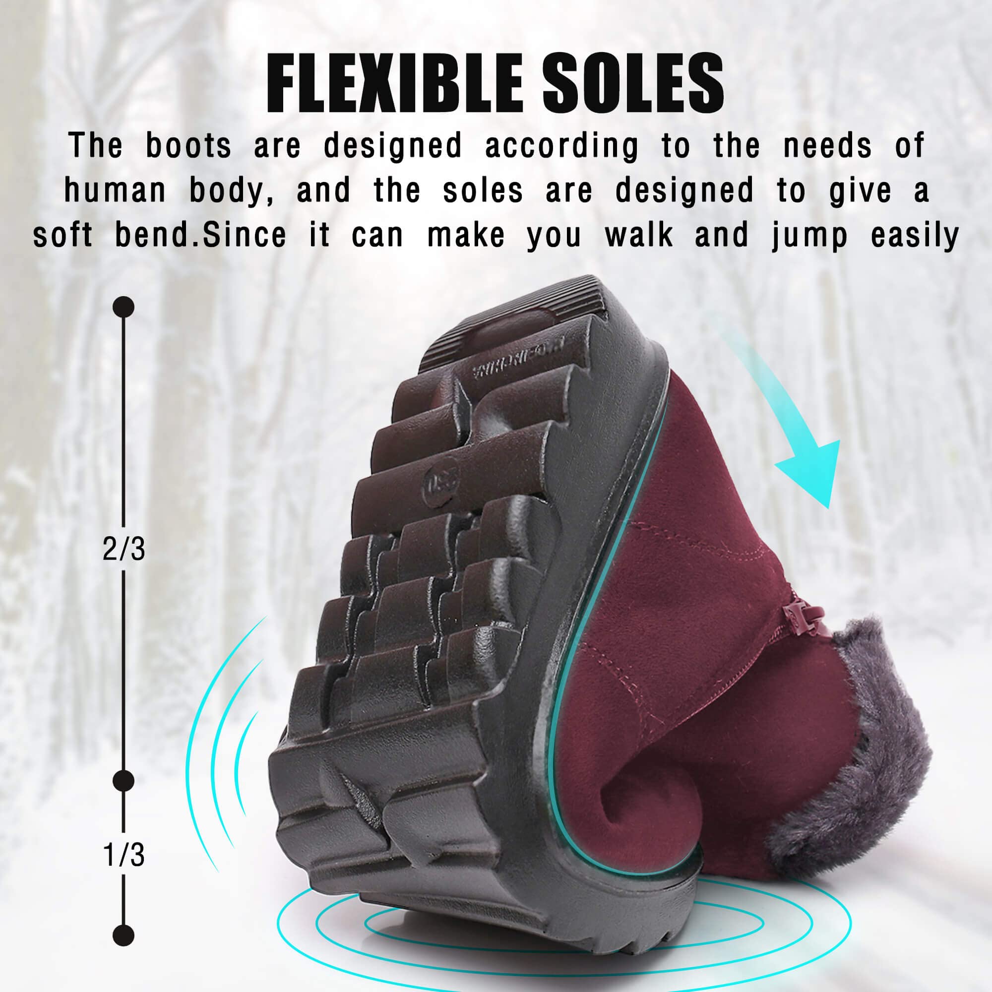 Maxome Snow Boots Womens Winter Boots Fur Lined Women Walking Boots Lightweight Anti-Slip Ankle Boots Side Zipper Outdoor for Ladies Girls Warm Booties