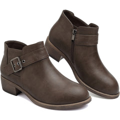 ziitop Stiefeletten Damen Schwarz mit Reißverschluss Elegante Boots Stiefel Damen Spitz Zulaufend Schnalle Western Chelsea Ankle Boots Herbst Winter Schuhe Ungefüttert Vielseitig Kurzstiefel